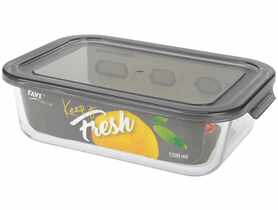 Pojemnik ze szkła żaroodpornego 1500 ml prostokąt, wzór Grey, Keep it fresh DECOR