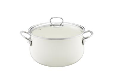 Zdjęcie: Garnek baryłka Rustico 20 cm - 3,8 L ze szklaną pokrywką kremowy AMBITION