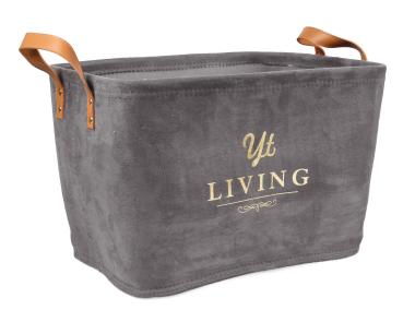 Zdjęcie: Koszyk prostokątny szary z uchwytami 38x26x25H cm TIN TOURS