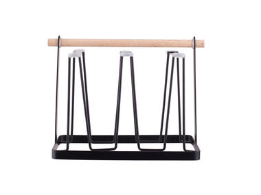 Zdjęcie: Stojak na kubki 23x13x19 cm metalowy z drewnianym uchwytem ALTOMDESIGN