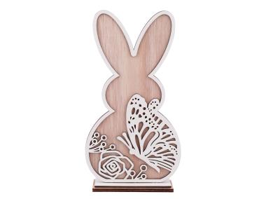 Zdjęcie: Figurka drewniana Zając z białą dekoracją 12,5x4,5x20cm ALTOMDESIGN