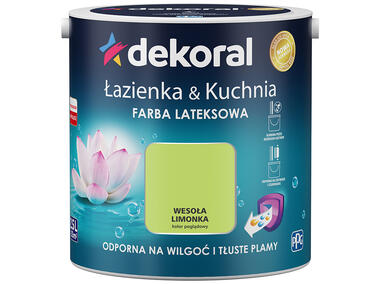 Zdjęcie: Farba lateksowa Łazienka&Kuchnia wesoła limonka 2,5 L DEKORAL