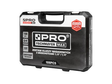 Zdjęcie: Zestaw kluczy nasadowych z grzechotkami 1/2 i 1/4 108 szt. CrV PRO FACHMAYER MAX