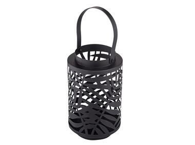 Zdjęcie: Świecznik metalowy z uchwytem 11x11x18 cm dekoracja Liść palmy czarny ALTOMDESIGN