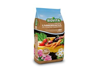 Zdjęcie: Ziemia uniwersalna beztorfowa do warzyw i kwiatów z kompostem 40L BIOVITA