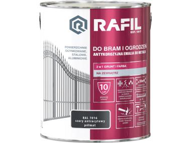 Zdjęcie: Gruntoemalia do bram i ogrodzeń szary RAL7016 3L RAFIL
