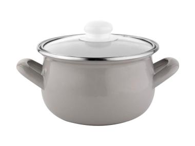 Zdjęcie: Garnek emaliowany Capri Pyza 16 cm - 1,9 L jasno-szary EMALIA PLESZEW