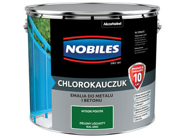 Zdjęcie: Farba emalia chlorokauczukowa 10 L zielony liściasty NOBILES