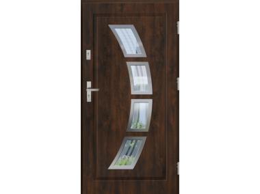Zdjęcie: Drzwi zewnętrzne stalowo-drewniane Disting Figaro 03 Orzech 100 cm prawe KR CENTER