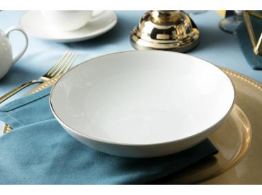 Zdjęcie: Talerz głęboki Bella Złota Linia 20 cm porcelana kremowa ALTOMDESIGN