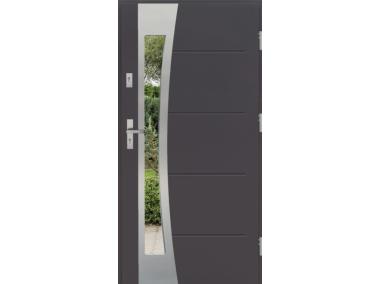 Zdjęcie: Drzwi zewnętrzne stalowo-drewniane Disting Nicolo 17B Antracyt 90 cm prawe KR CENTER
