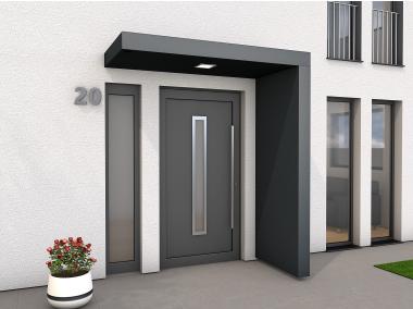 Zdjęcie: Daszek nad drzwi prostokątny 200x90x14,5 cm + ścianka prawa 14,5x90x220 cm antracyt GUTTA