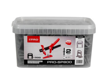 Zdjęcie: System poziomujący PRO-SP800 2 mm, klipsy 500 szt. wiadro 10 L PRO