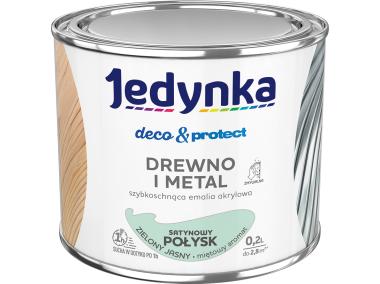 Zdjęcie: Emalia akrylowa Deco&Protect drewno i metal satynowy połysk zielony jasny 0,2 L JEDYNKA
