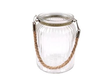 Zdjęcie: Lampion szklany ze sznurkiem 9,3x9,3x14 cm TIN TOURS
