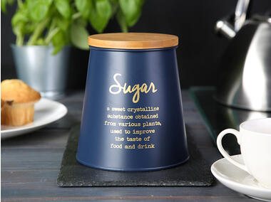 Zdjęcie: Puszka stożkowa z pokrywą bambusową 10,5x14x10,5 cm granatowa dekoracja Sugar ALTOMDESIGN