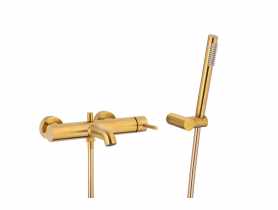 Bateria wannowa pozioma z natryskiem punktowym Premium Moza Brushed gold KFA