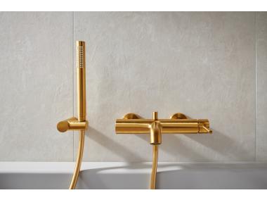 Zdjęcie: Bateria wannowa pozioma z natryskiem punktowym Premium Moza Brushed gold KFA