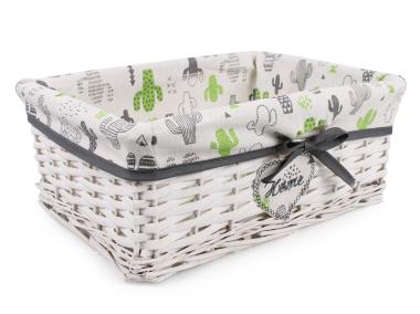 Zdjęcie: Szuflada wiklinowa z materiałem w kaktusy 36x26x14 cm TIN TOURS