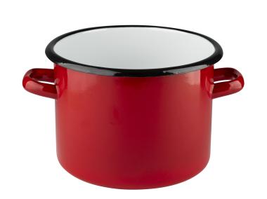 Zdjęcie: Garnek emaliowany gładki 18 cm - 3,2 L czerwony EMALIA PLESZEW