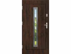 Drzwi zewnętrzne stalowo-drewniane Disting Figaro 04 Orzech 100 cm lewe KR CENTER