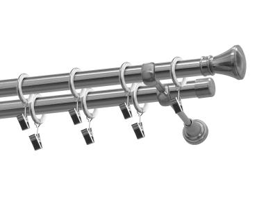 Zdjęcie: Karnisz podwójny Jazz 19/19 mm - 200 cm nikiel GARDINIA