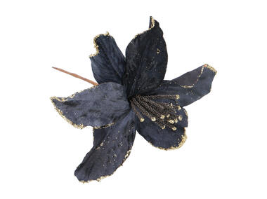 Zdjęcie: Kwiat sztuczny z brokatem 19 cm czarny EM&EM
