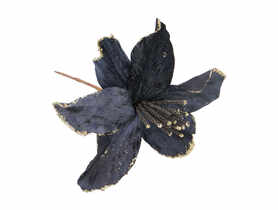 Kwiat sztuczny z brokatem 19 cm czarny EM&EM