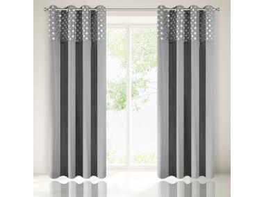 Zdjęcie: Zasłona Dotty 140x250 cm stalowo-srebrna na przelotkach EUROFIRANY