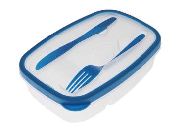 Zdjęcie: Lunchbox ze sztućcami Fresh niebieski DOMEX KUŚNIEREK