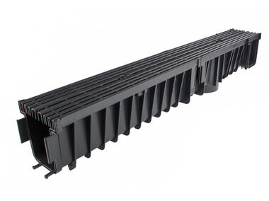 Zdjęcie: Odwodnienie liniowe kanał z kratką PP line czarny A15, 1000x131x150 mm ZMM MAXPOL