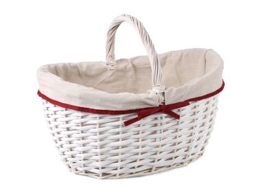 Zdjęcie: Kosz wiklinowyz czerwoną lamówką 44x34x20/24/36 cm biały TIN TOURS