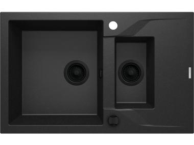 Zdjęcie: Zlewozmywak Andante grafit metalik granit 1,5K Z/O 780x490x194, spa sav nero DEANTE