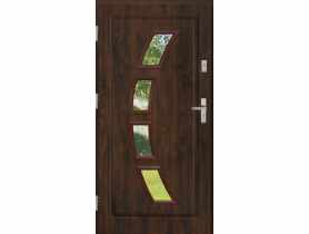 Drzwi zewnętrzne stalowo-drewniane Disting Mario 03 Orzech 100 cm lewe KR CENTER