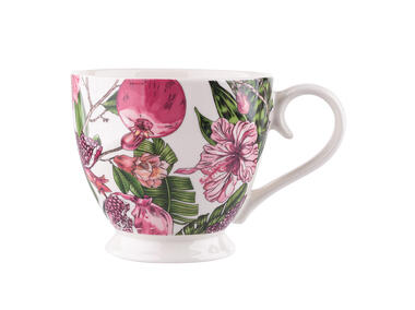 Zdjęcie: Filiżanka Jumbo Hibiskus 350 ml na stopce dekoracja I ALTOMDESIGN