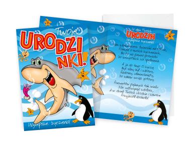 Zdjęcie: Karnet PP-1486 Urodziny dziecięce rekin KUKARTKA