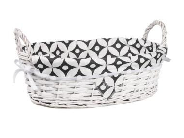 Zdjęcie: Koszyk wiklinowy z materiałem 40x30x13/19 cm biały TIN TOURS