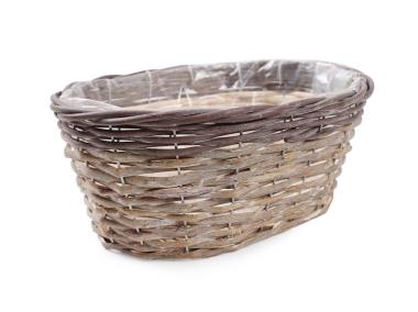 Zdjęcie: Osłonka wiklinowa z folią na kwiaty 31x23x14 cm owalny TIN TOURS