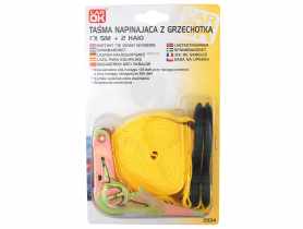 Pas ściągający z grzechechotką 5 m x 25 mm + 2 haki CAR OK
