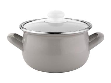 Zdjęcie: Garnek emaliowany Capri Pyza 18 cm - 2,8 L jasno-szary EMALIA PLESZEW