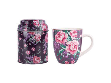 Zdjęcie: Zestaw prezentowy kubek porcelanowy 300ml fioletowy z puszką 9 x 11,5cm ALTOMDESIGN