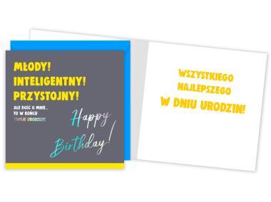 Zdjęcie: Karnet QR-005 Urodziny - młody, inteligentny, przystojny KUKARTKA