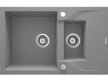 Zdjęcie: Zlewozmywak Andante szary metalik granit 1,5K Z/O 780x490x194, space saver DEANTE