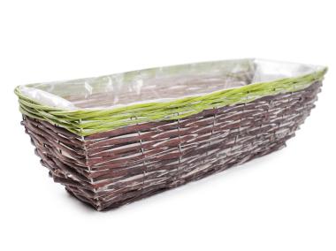Zdjęcie: Kosz wiklinowy z folią do obsadzania kwiatami 50x20x15 cm TIN TOURS
