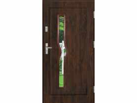 Drzwi zewnętrzne stalowo-drewniane Disting Mario 05 Orzech 100 cm prawe KR CENTER
