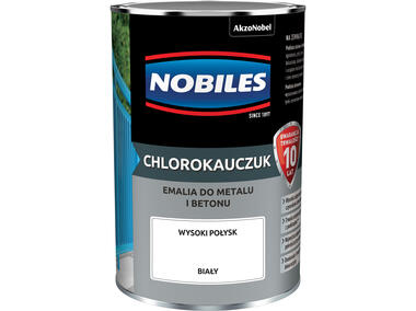 Emalia do metalu i betonu Chlorokauczuk biały wysoki połysk 0,9 L NOBILES