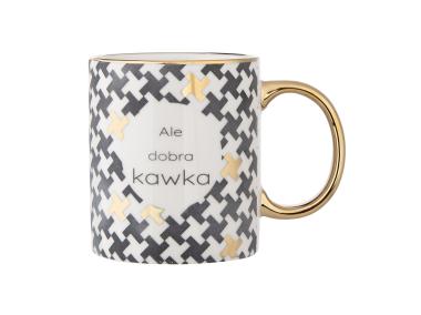 Zdjęcie: Kubek prosty 250 ml ze złotym uchem Gold Dream dekoracja Kawka ALTOMDESIGN