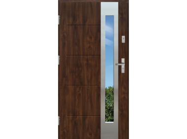 Zdjęcie: Drzwi zewnętrzne stalowo-drewniane Disting Nicolo 05B Orzech 90 cm lewe KR CENTER