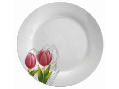 Zdjęcie: Talerz obiadowy Tulipan 23 cm róż DOMOTTI
