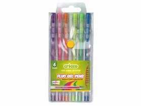 Długopisy żelowe fluorescencyjne Cricco 6 kolorów DMS